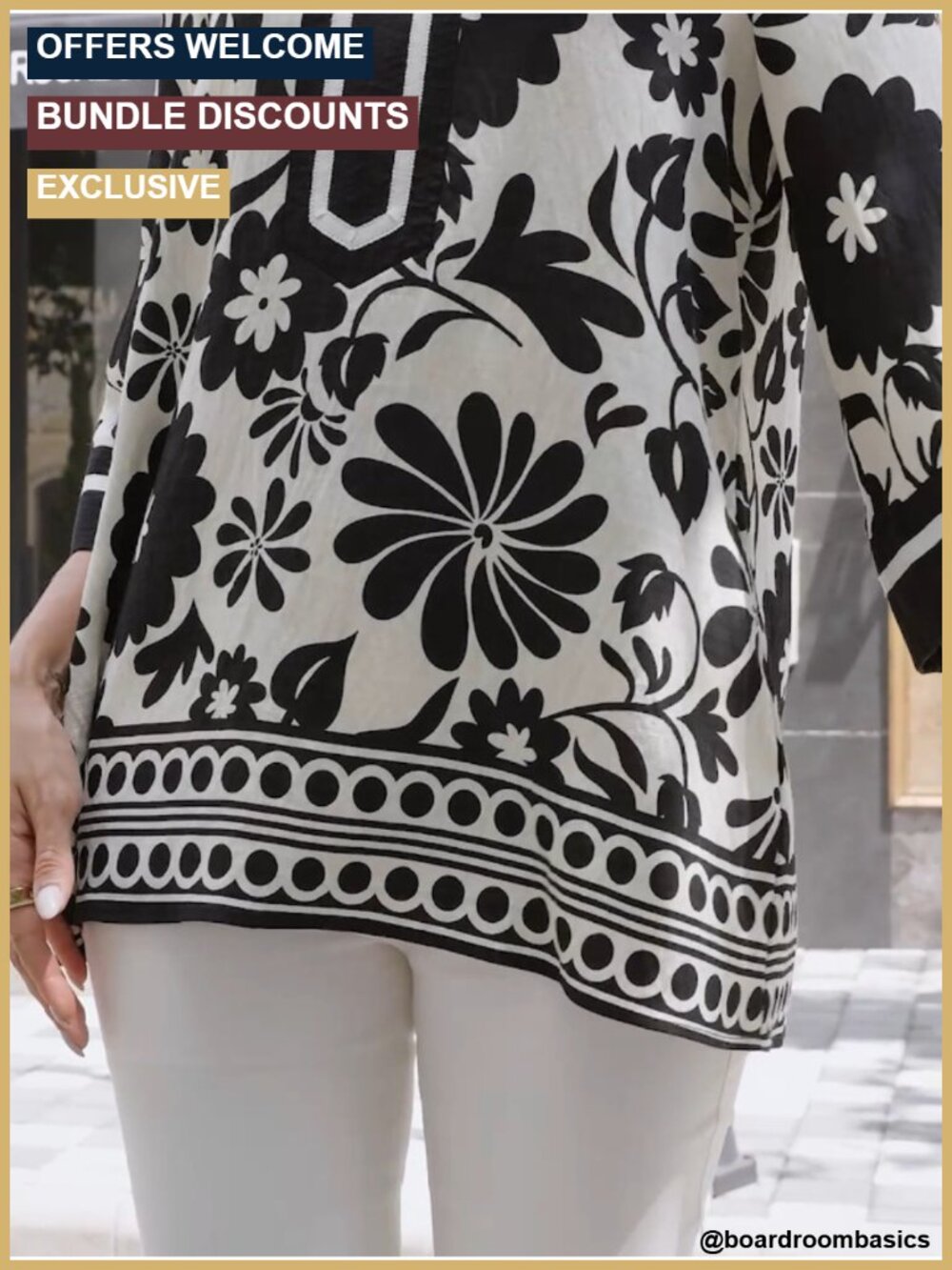 Dressy Casual Tunic Top V-Neck 3/4 Sleeve Rayon - Picture 5 of 6